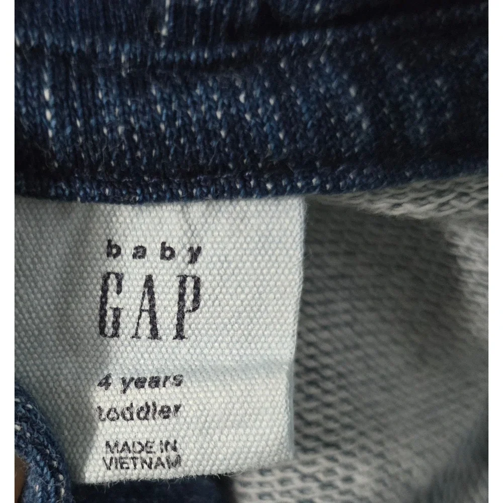Baby Gap Toddler Boys Blue Denim Wash French Terry Hooded Pullover Sweater 4T